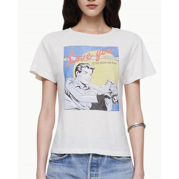 NEW RE/DONE classic "to the moon" tee in vintage white - Picture 1 of 2